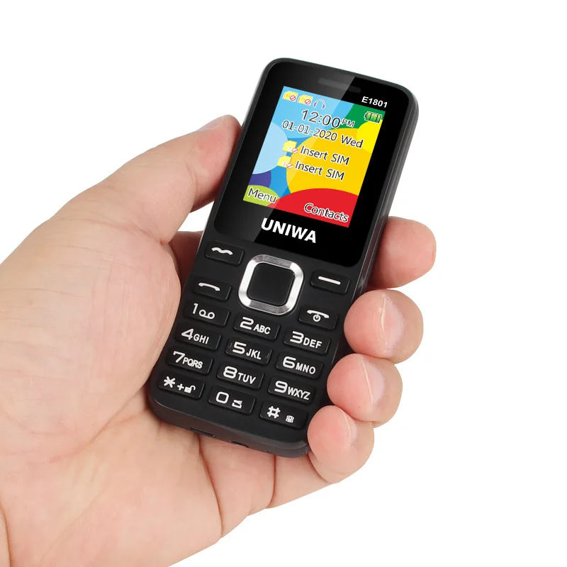 uniwa e1801 2g gsm 1 77 inch feature phone 800mah cellphone wireless fm radio telephone dual sim dual standby for elder man free global shipping