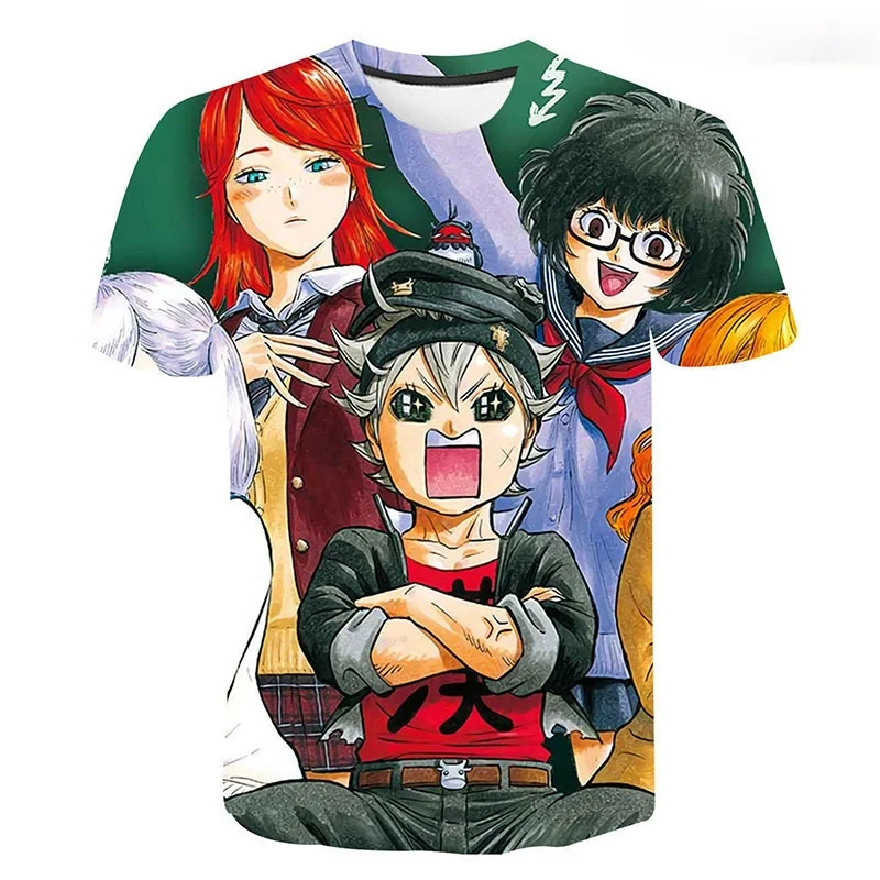 

Новые летние аниме черного цвета с принтом клеверного листа 3D футболка для мужчин, женщин, детей, Повседневная футболка с короткими рукавам...