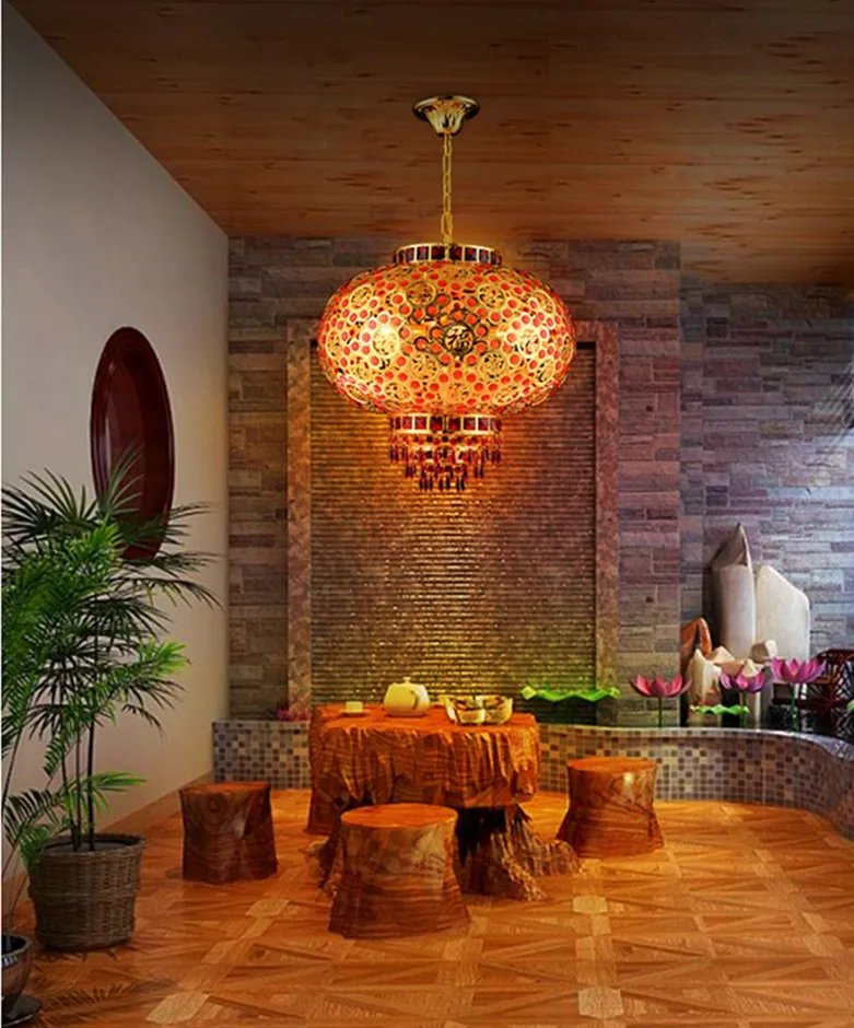 Новый китайский Хрустальный подвесной светильник женитьба Красочный