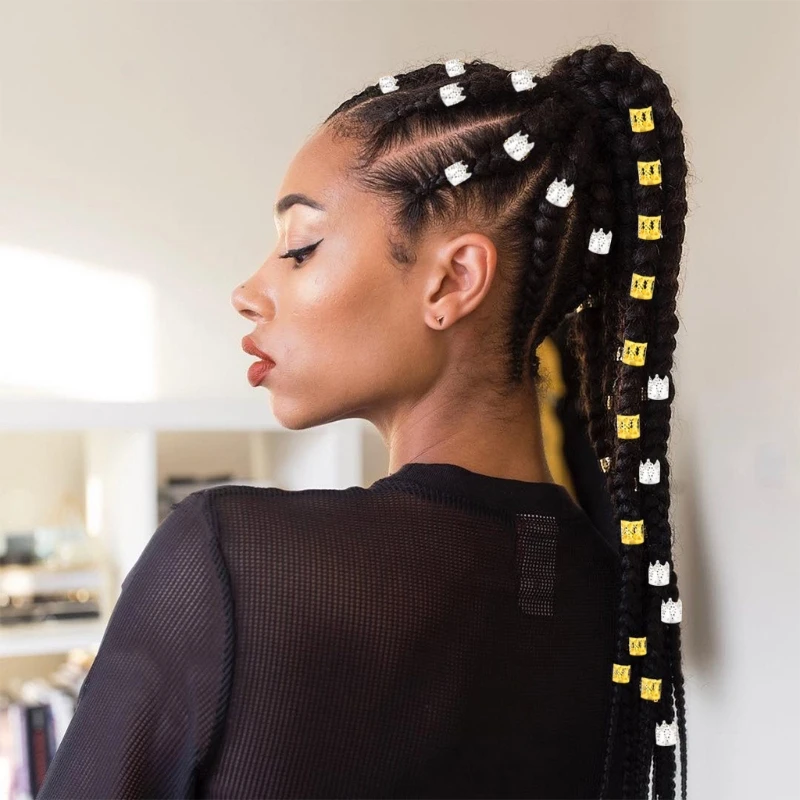 

Multifunctional 200 Pcs Dreadlocks Beads Accessories Cuffs Braiding Hair Decoration Clips Metal Gold Braids Rings Gift 094E