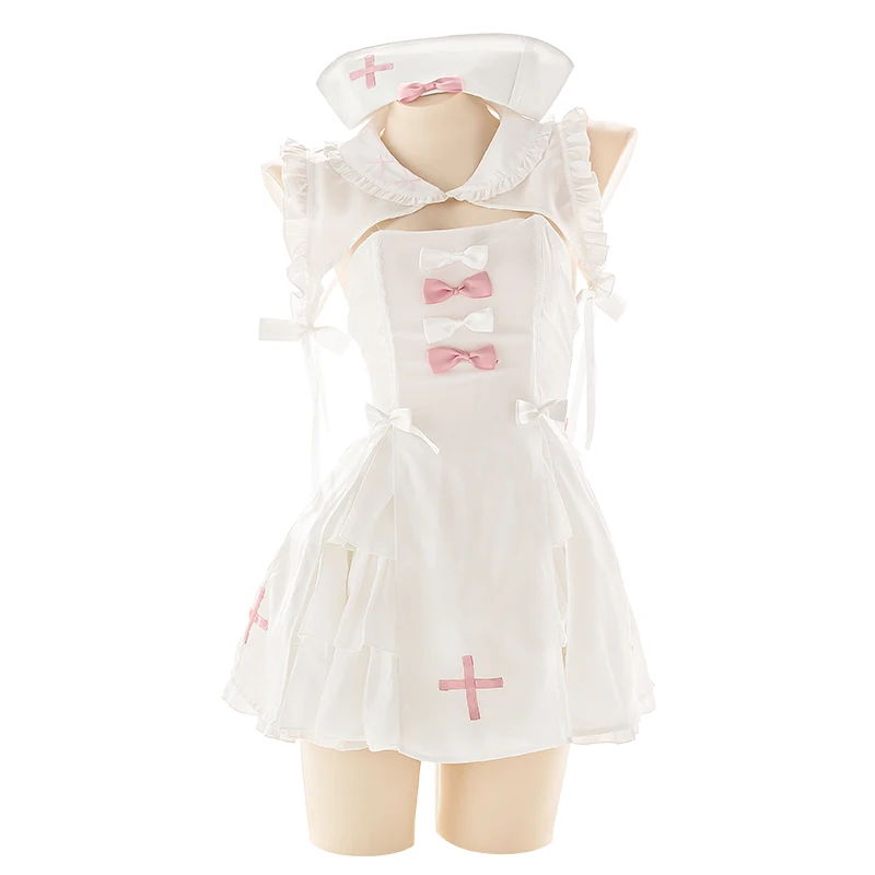 

New Japanese Cosplay Nurse Uniform Cute Kawaii Little White Nurse Costumes Sweet Tutu Dress Home Personal Home Clothes