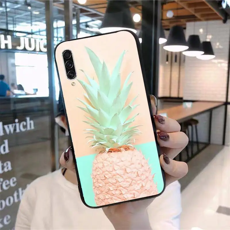 Yellow Pineapple Pink Silicone Phone Case For Samsung A40 A50 A51 A71 A20E A20S S8 S9 S10 S20 Plus note 20 ultra 4G 5G | Мобильные