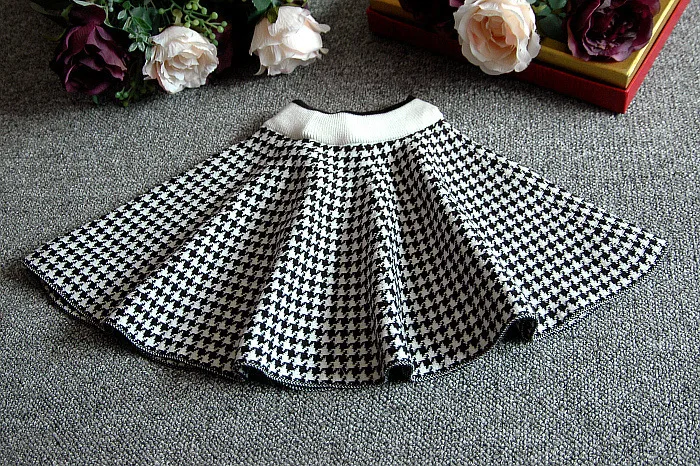 

Girls Sets Children'S Clothing Autumn Winter New Plaid Korean Student Suit Knit Cardigan Sweater+ Short Skirt 2pcs Kids Outfits