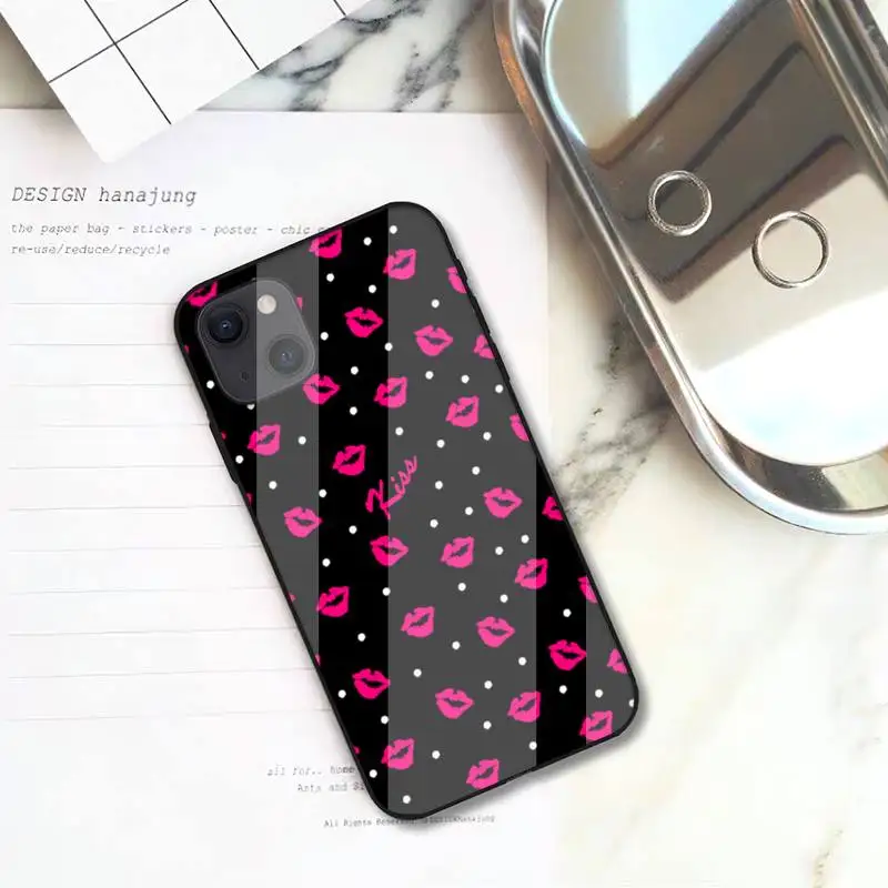 RUICHI красный Губы Поцелуй телефонный чехол для iPhone 12 Mini 11 Pro XS Max X XR 7 8 Plus стеклянный