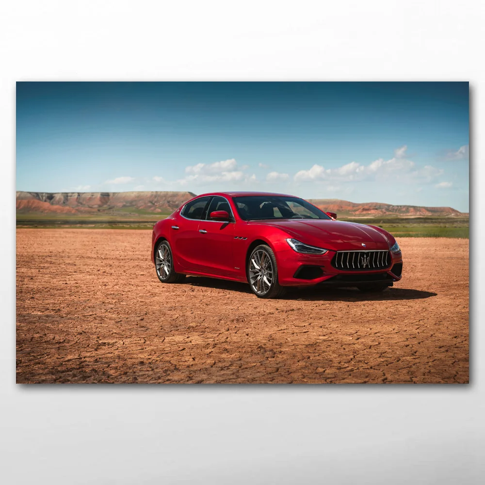 Плакаты и принты Grand Tourer Maseratis ghiсот красная Автомобильная ткань на холсте