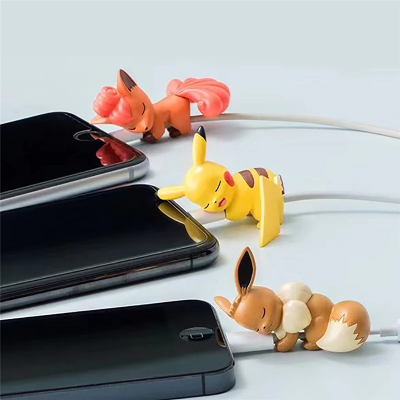 

TAKARA TOMY Pokemon Pikachu Data Cable Protective Cover Figure Animation Image Universal Charger Anti-breaking Rope kids Gift