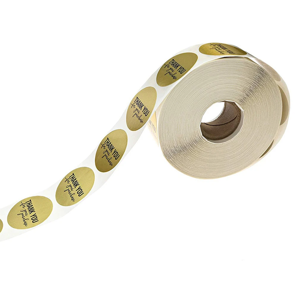 500 шт/объемные круглые наклейки &quotспасибо&quot Золотая алюминиевая фольга бумага