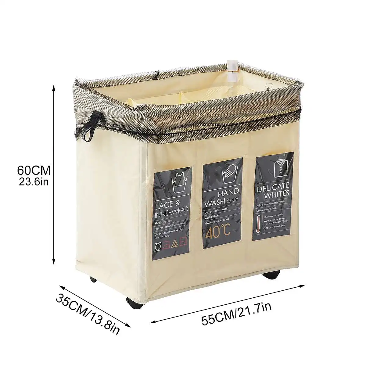 

Foldable Storage Basket with Wheels Caster Laundry Basket Collapsible Large Hamper Barrel Dirty Clothes Laundry Bag Organization