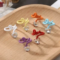 zn trendy hand painted fashion dripping oil rings for women multicolor with heart crystal irregular finger rings jewelry gift