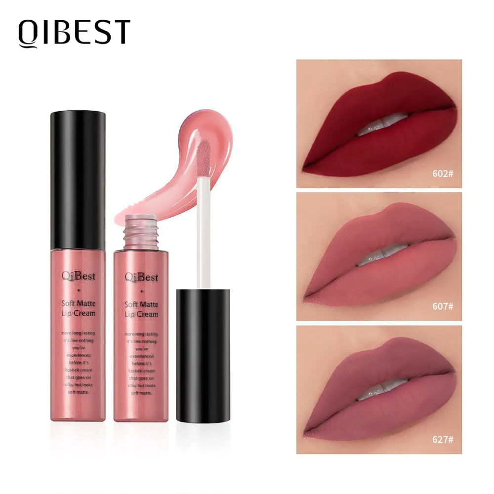 

QIBEST Liquid Lipstick Waterproof Lip Gloss 34 Colors Matte Lipstick Long lasting Lipgloss Cosmetics Lips Makeup Nude Maquiagem