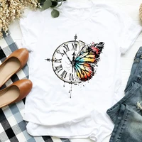 women lady 90s butterfly watercolor vintage cartoon print casual clothes top graphic t tee female shirt t shirt womens tshirt
