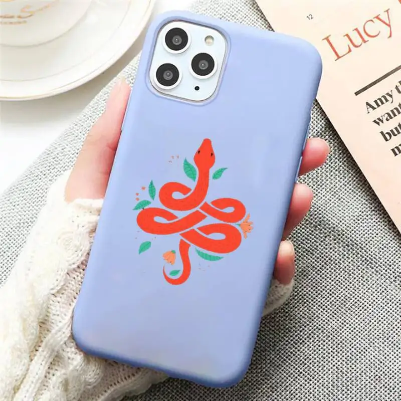 

Hand Snake Flower Snake Painting Phone Case Candy Color Blue for iPhone 11 12 pro XS MAX 8 7 6 6S Plus X 5S SE 2020 XR