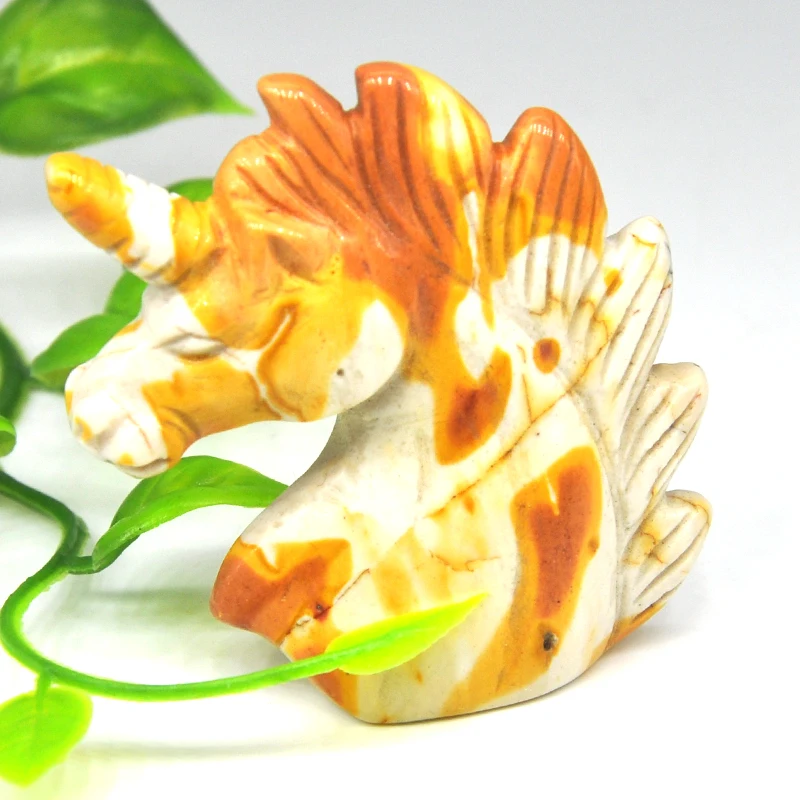 

2" Unicorn Statue Natural Mookaite Carved Figurine Room Decor Healing Crystals Reiki Gem Crafts Gifts Animals Ornament Wholesale