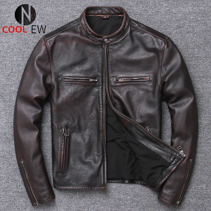 

Бесплатная доставка. Винтажное повседневное стильное теплое мужское кожаное пальто, зимняя куртка из воловьей кожи, пальто из натуральной ...