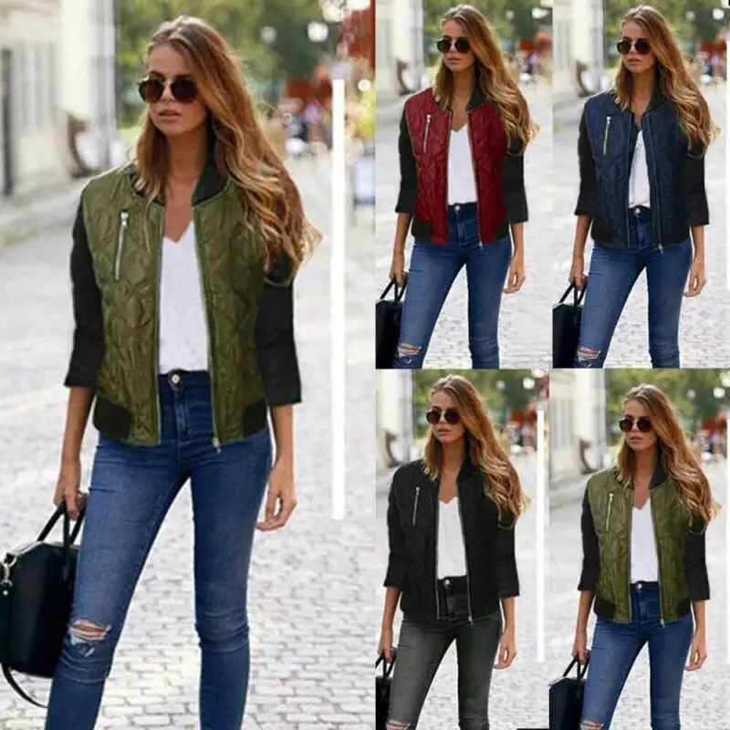 Женская Толстая куртка на молнии с длинным рукавом теплая хлопковой подкладкой