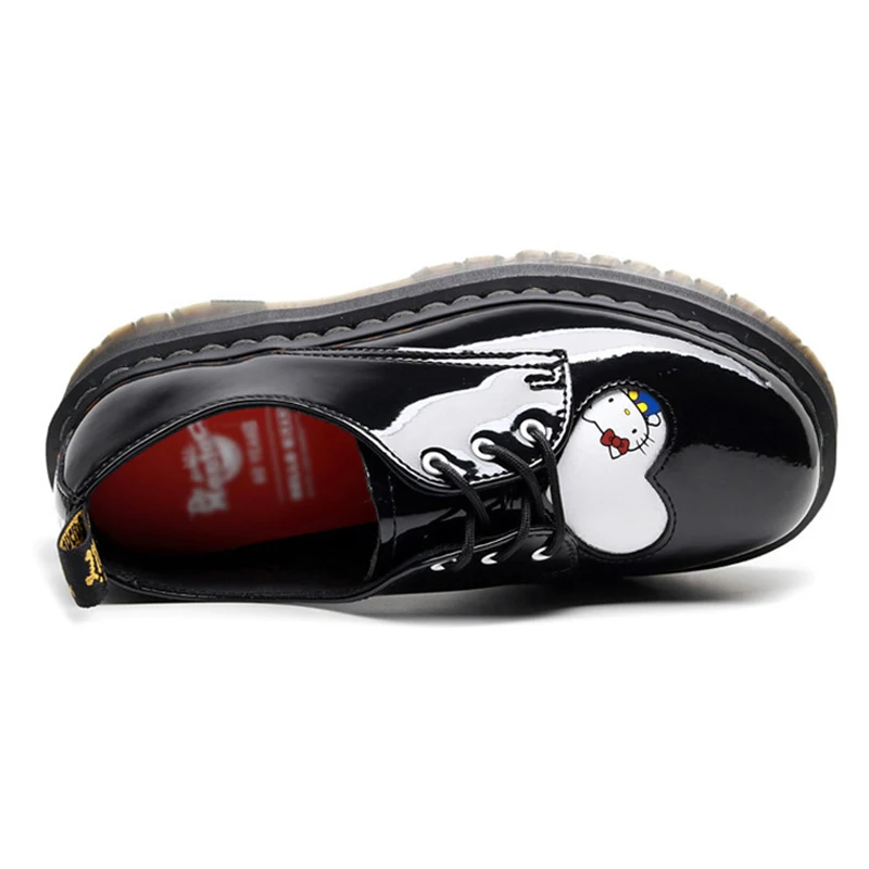 

Loafers Women Ankle Boots Slip-On Platform Black Shoes Genuine Leather Autumn Cartoon Casual Shoes for Women Boots Punk Footwear