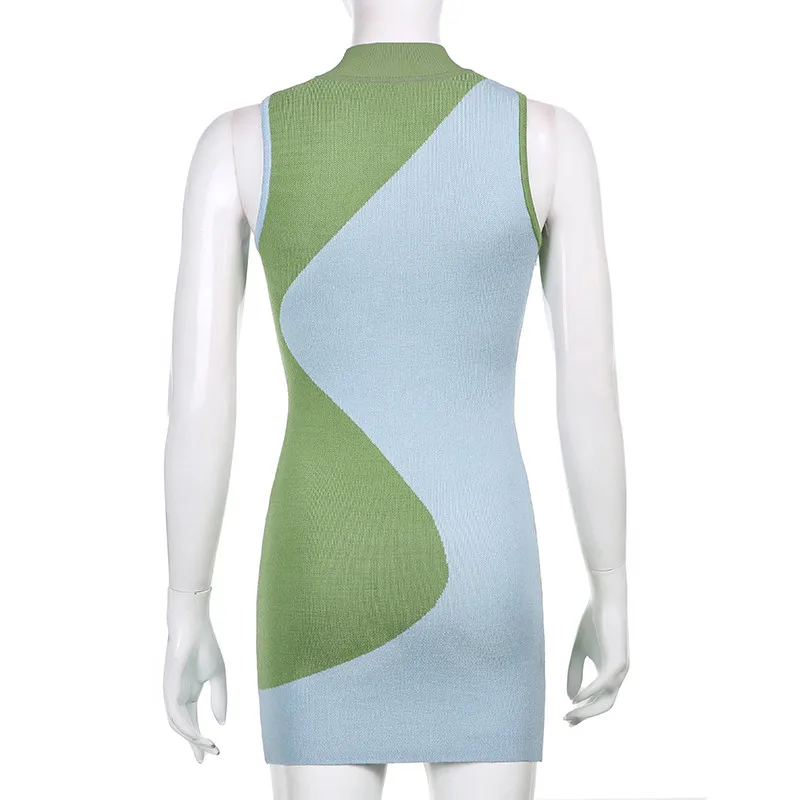 

Summer Vintage Knitted Tank Dress Women Summer Casual Sleeveless Bodycon Short Dresses Ladies Elegant Fashion Party