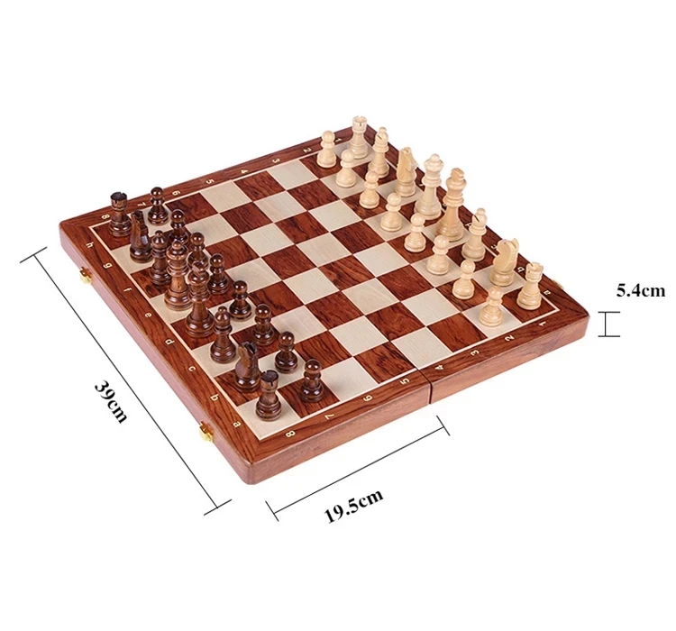 

2021 Quality Wooden Folding Large Chess Set King High 78MM Handwork Solid Wood Pieces Walnut Chessboard Children Board Game