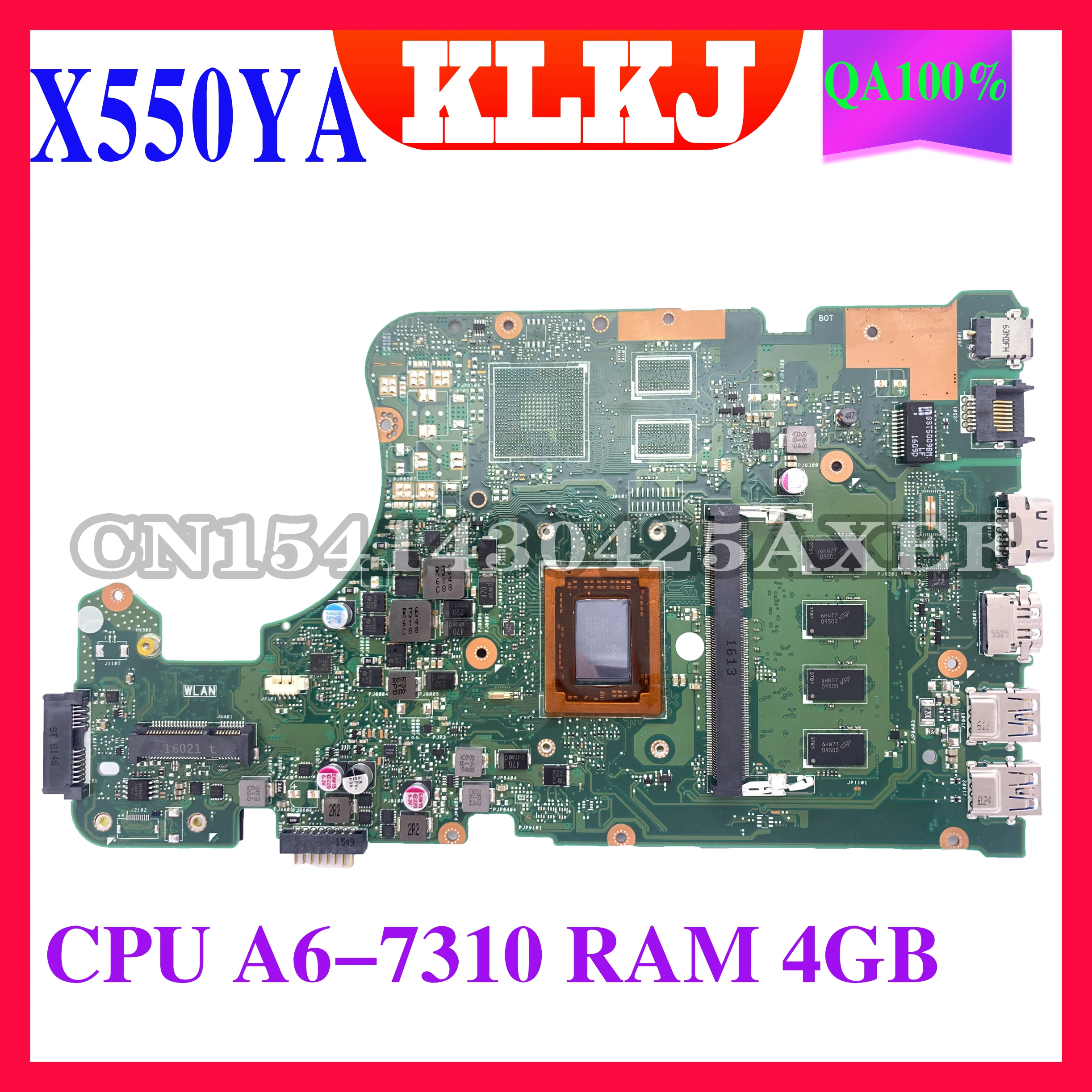 

KLKJ X555DG Laptop motherboard for ASUS X555YA X555YI X555Y X555DA X555D original mainboard 4G-RAM A6-7310 UMA