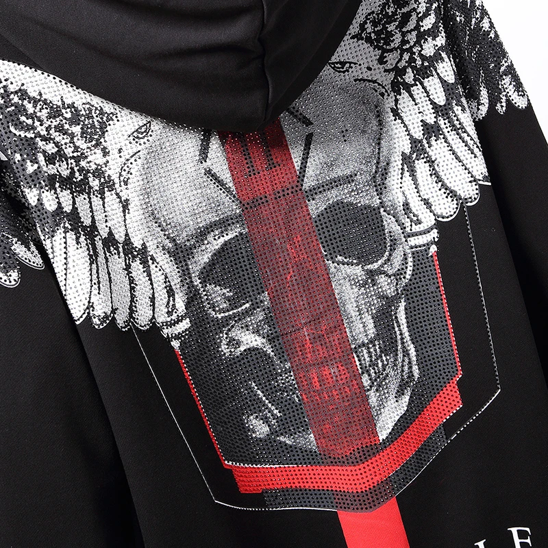 fashion sweater mens skull wing hot water drill plein planck pp german fashion brand hooded cardigan slim qp european street free global shipping