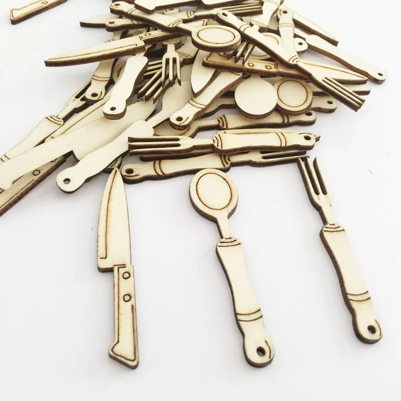 Ложка-вилка деревянная без отделки 10 шт.