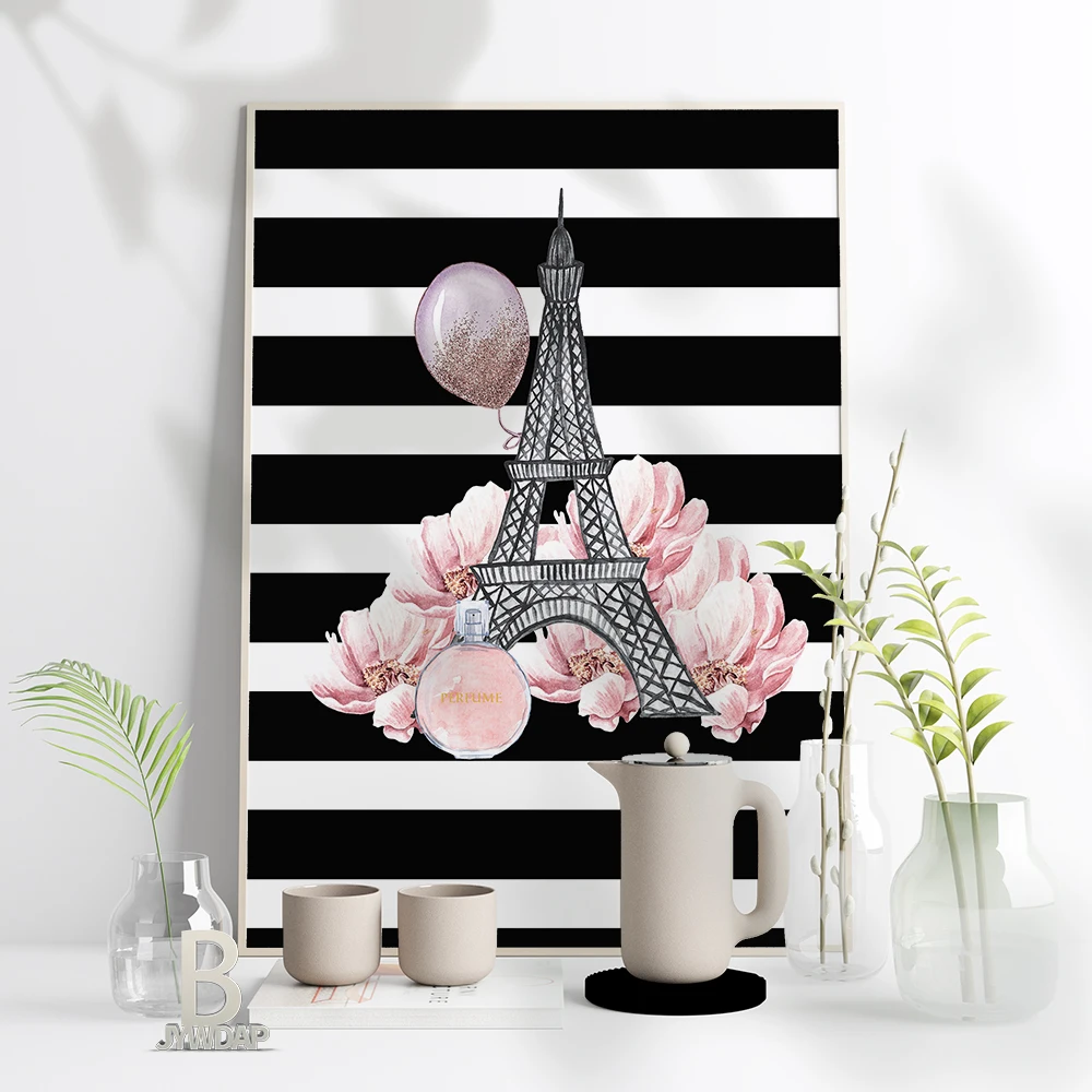 

Classic France Iron Tower Fashion Wall Art Perfume Flower Nordic Posters Girls Room Decor Canvas Painting Woman Pictures Prints