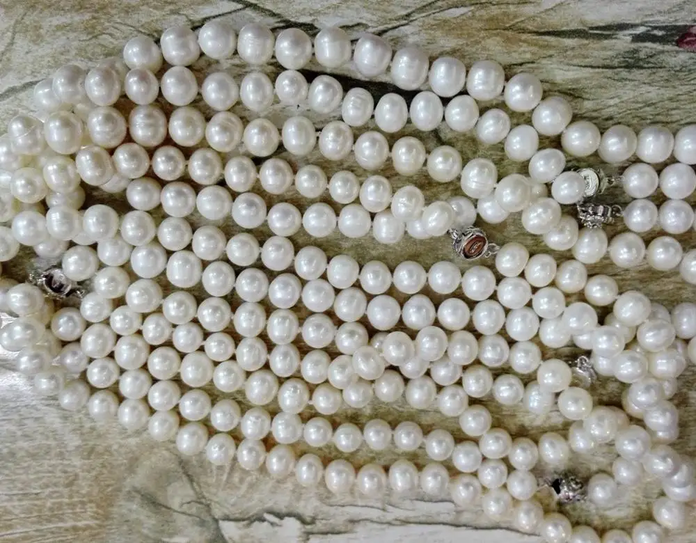Comprare 10 Pz/lotto 9-10 Mm Bianco Dintorni Di Round Pearl Collana Del Catenaccio Del Fiore 35 Centimetri 43 Centimetri 14 ''17'' Reale D'acqua Dolce Della Perla Dei Monili Delle Donne