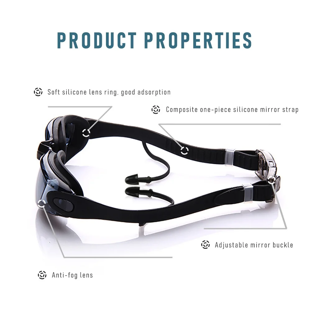 

Adult Professional Silicone Anti-fog Swimming Goggles Earplug Swim Cap Pool Glasses Men Women Optical Waterproof Eyewear