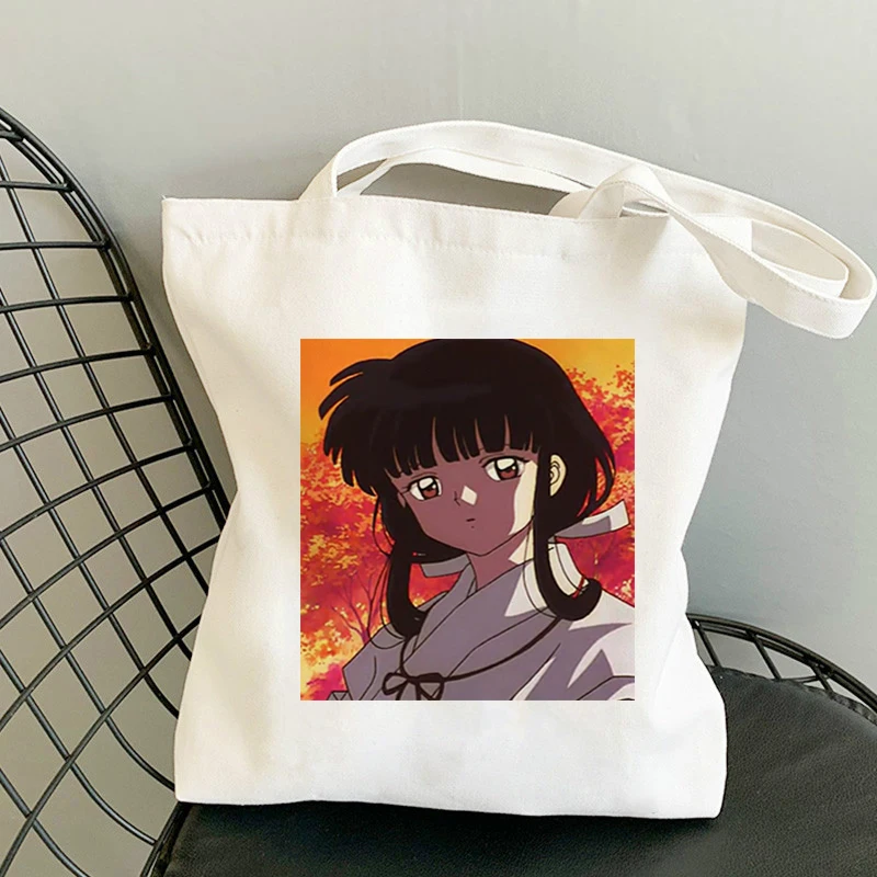 

Women's Bag Recycling Canvas Shopper Inuyasha Fabric Woman Beach Bags Designer Handbags Shopping for Groceries Ecobag Printed