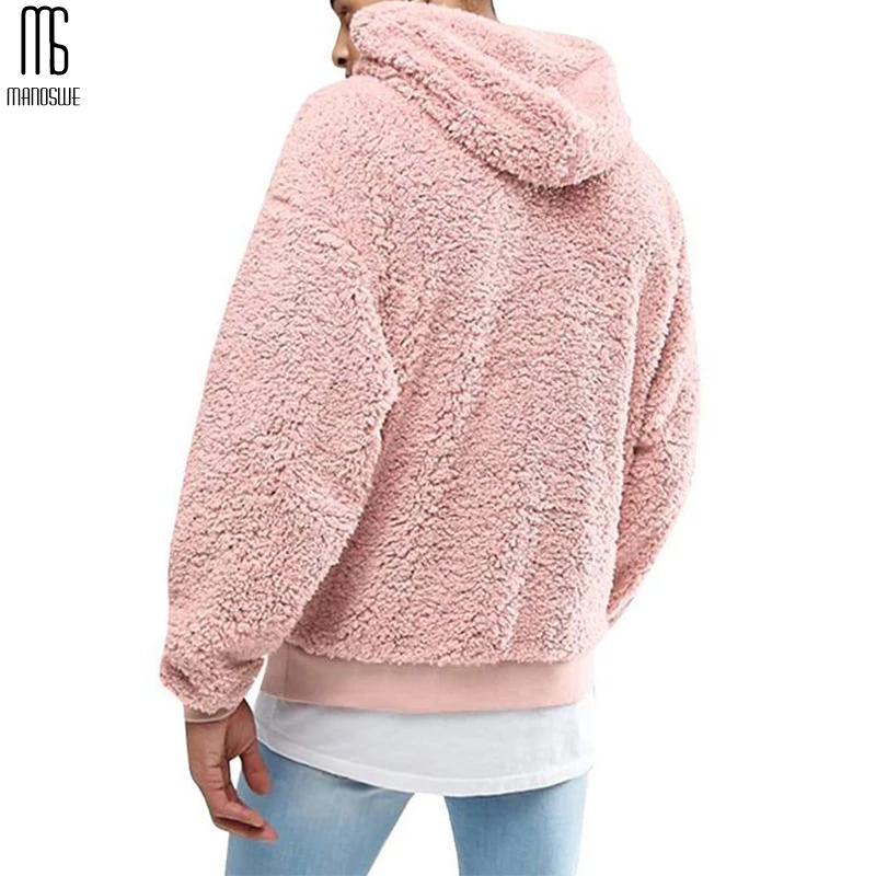 Manoswe Мужская Повседневная Толстовка без застежки с капюшоном из плюша длинным