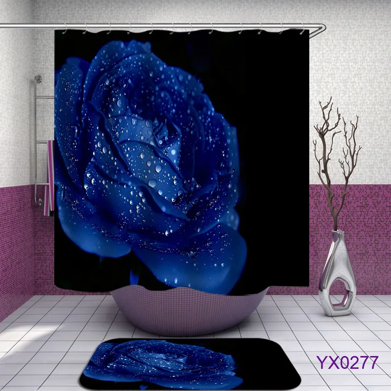 Шторы для душа с цветочным рисунком занавески из ткани ванной комнаты крючками