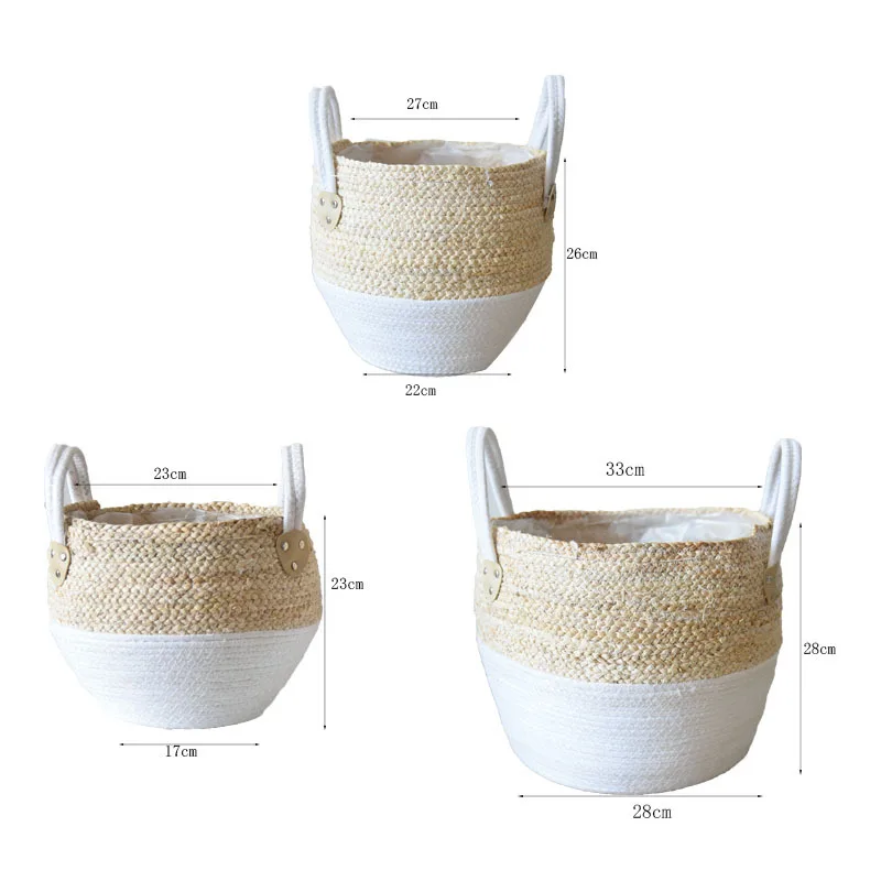 

Handmade Rattan Storage Basket Flower Pot Decoration Desktop Snack Toy Sundries Organizers Cases Natural Woven Basket Home Decor