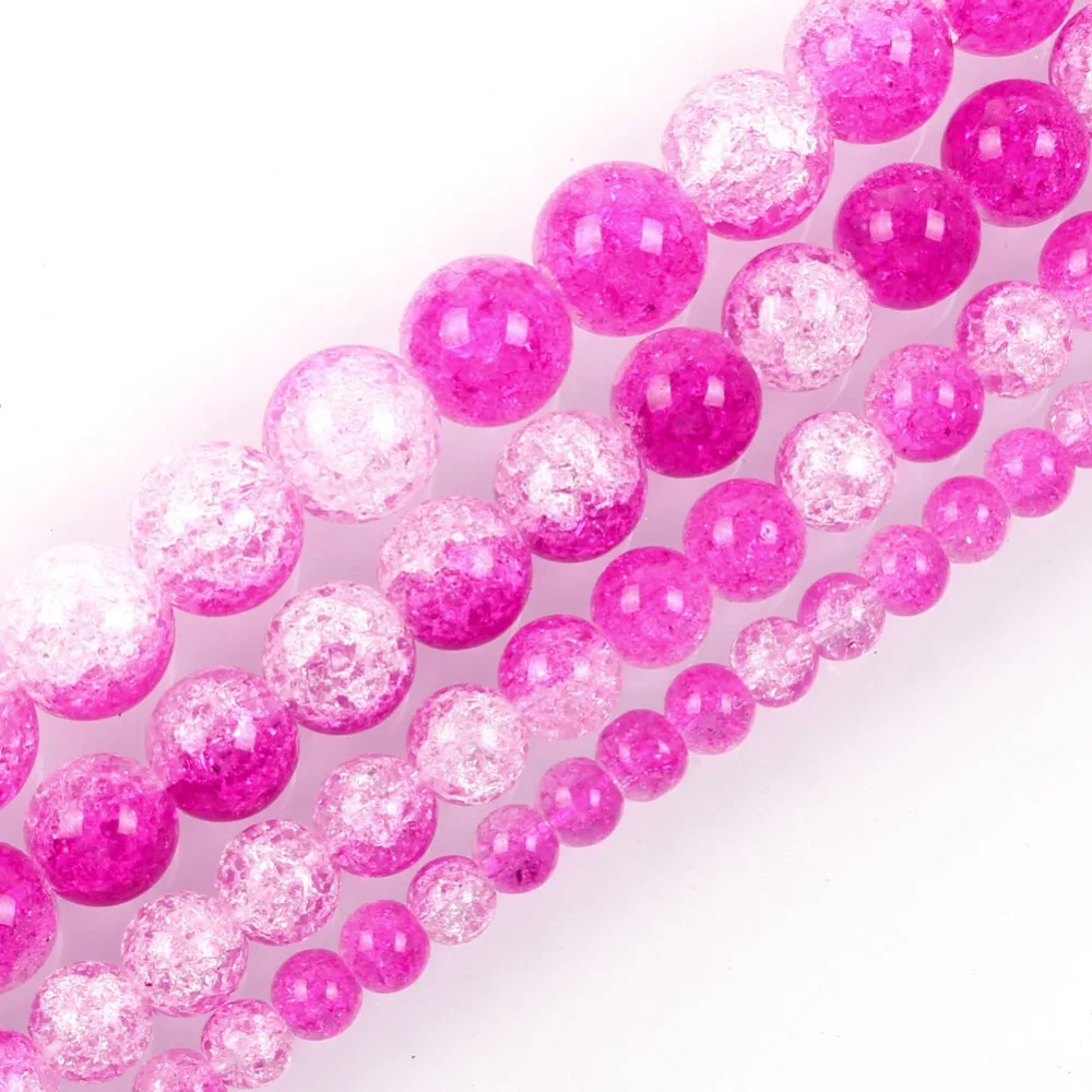 15 &quotгладкие розово-красные и белые круглые хрустальные бусины россыпью для
