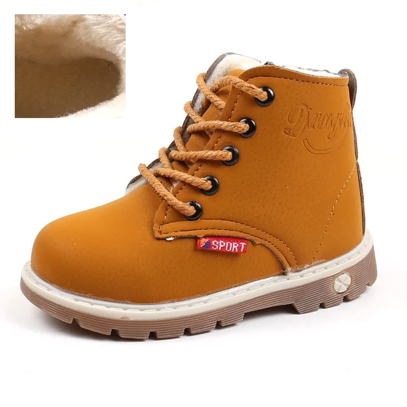 A-88 Winter Yellow Удобные детские зимние ботинки; коллекция года; модные теплые ботинки martin; короткие ботинки для маленьких мальчиков; удобные нескользящие хлопковые зимние ботинки для девочек - Цвет: A-88 Winter Yellow