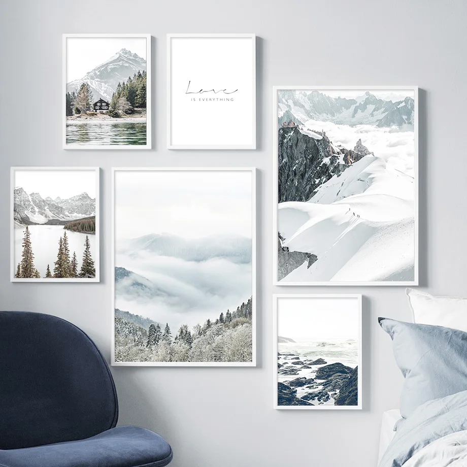 

Snow Mountain Forest Lake Quote Wall Art Canvas Painting Nordic Posters And Prints Landscape Wall Pictures For Living Room Decor