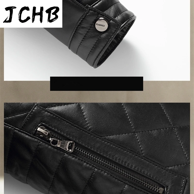 

Genuine JCHB Leather Jacket Autumn Short Down Cotton Winter Jacket Men Sheepskin Coat Mens Jackets and Coats Chaqueta MY1155