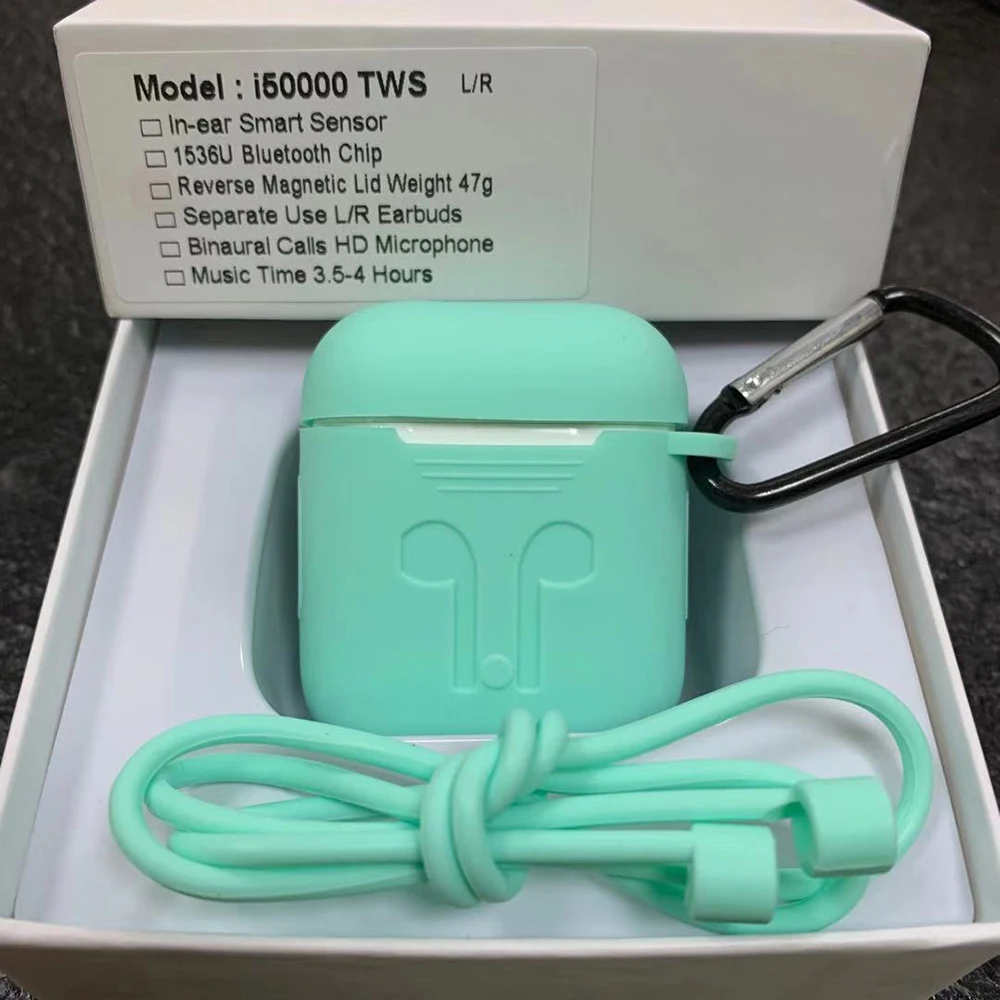 I50000 наушники-вкладыши TWS с 1536U чип поддерживает ios13 systemPK i10 i11 i12 i30 i60 i80 i90 i90s i100 i200 i500 i1000 i3000 i2000 i5000 i9000 i5 - Цвет: i50000-Green-kits