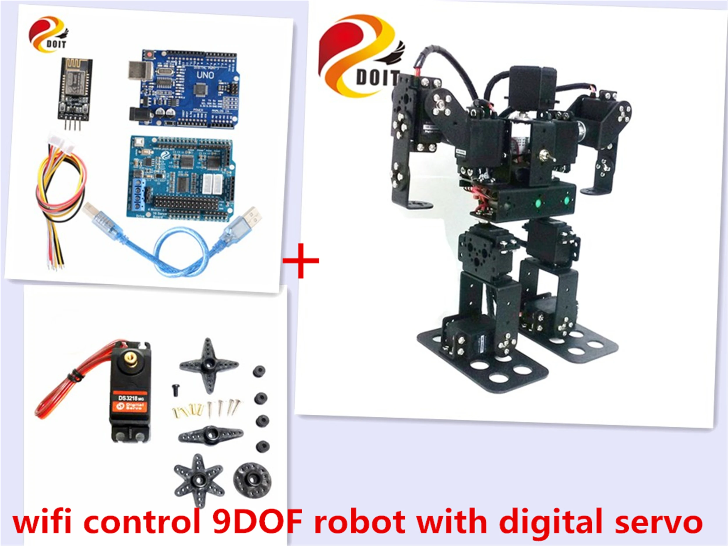 SZDOIT wifi управление 9DOF Интеллектуальный Biped человекоподобный робот рамка Комплект