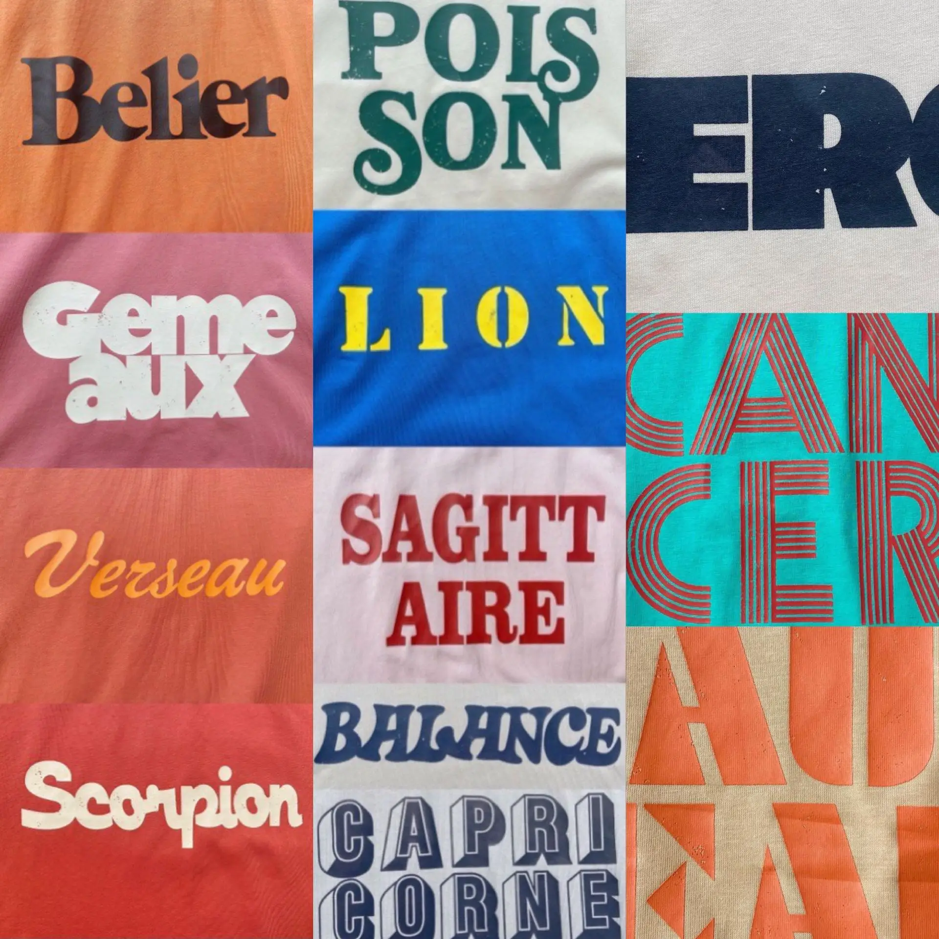 

Multicolor 12 constellations short sleeve French small Z letter loose casual T-shirt blouse
