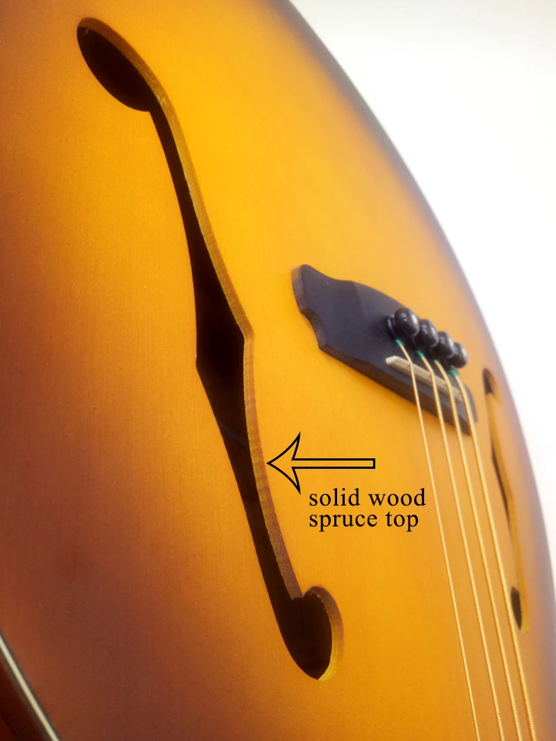 sunset solid spruce Профессиональный fretless 43 дюймов Акустическая бас гитара с эквалайзером - Цвет: sunset solid spruce