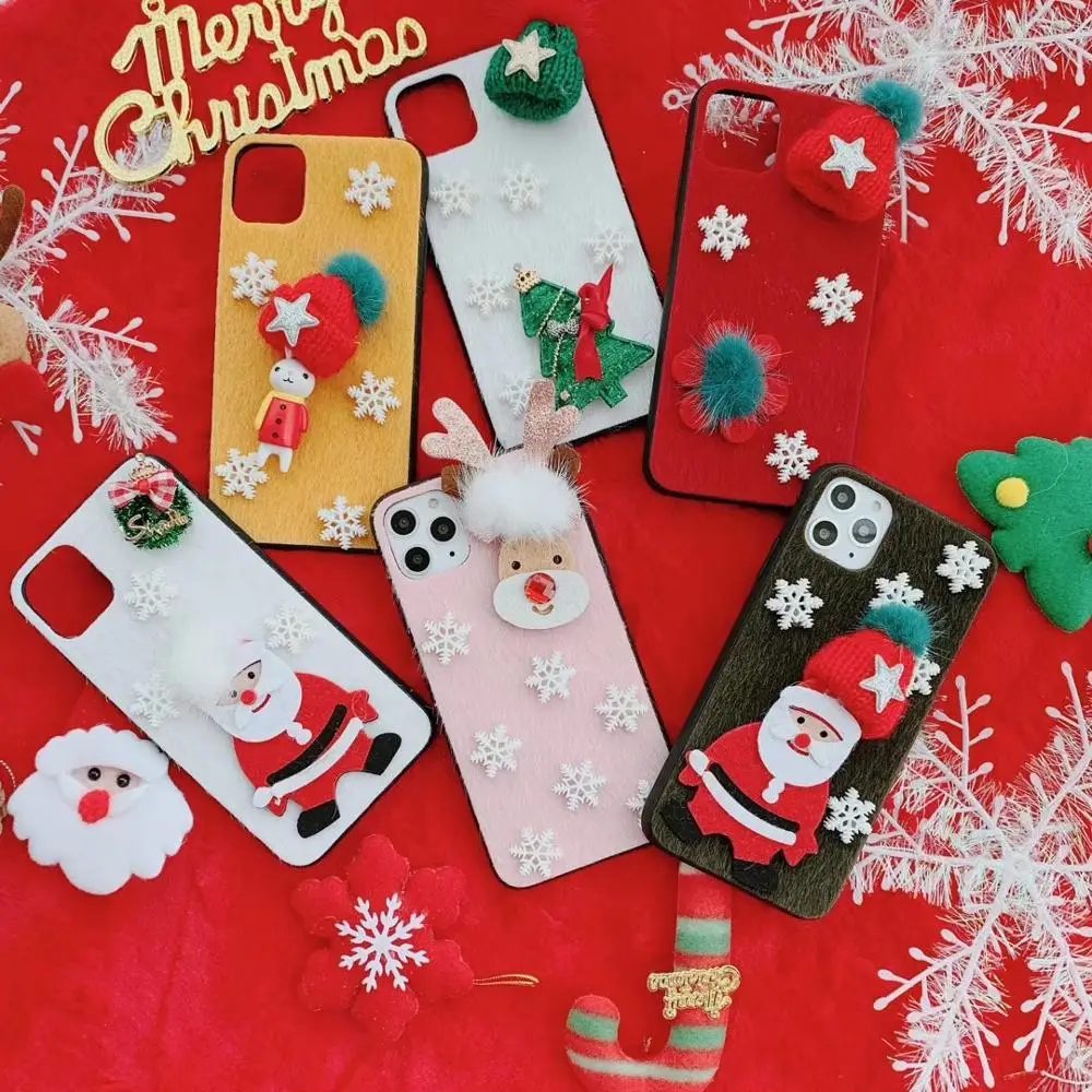 Рождественский плюшевый чехол с Санта Клаусом для Apple iphone 6 7 8 Plus X XR XS 11 Pro Max задняя