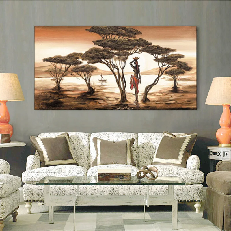 Украшение для гостиной в скандинавском стиле живопись с деревом Африканская