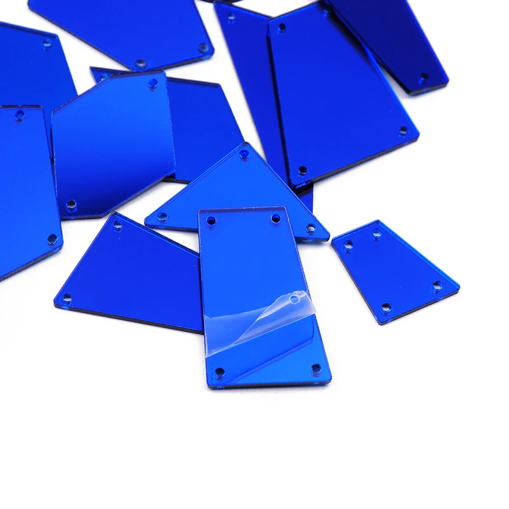 Blue Вышивание Strass 30 шт 8 Цвета Акрил ic зеркало пришить стразы нерегулярные Акрил зеркало пришить Камень украшения одежды - Цвет: Blue