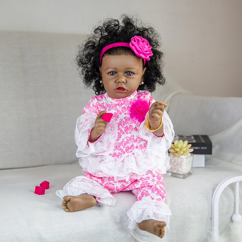 Силиконовые куклы-младенцы с Африканской черной кожей Hoomai 58 см реальное касание