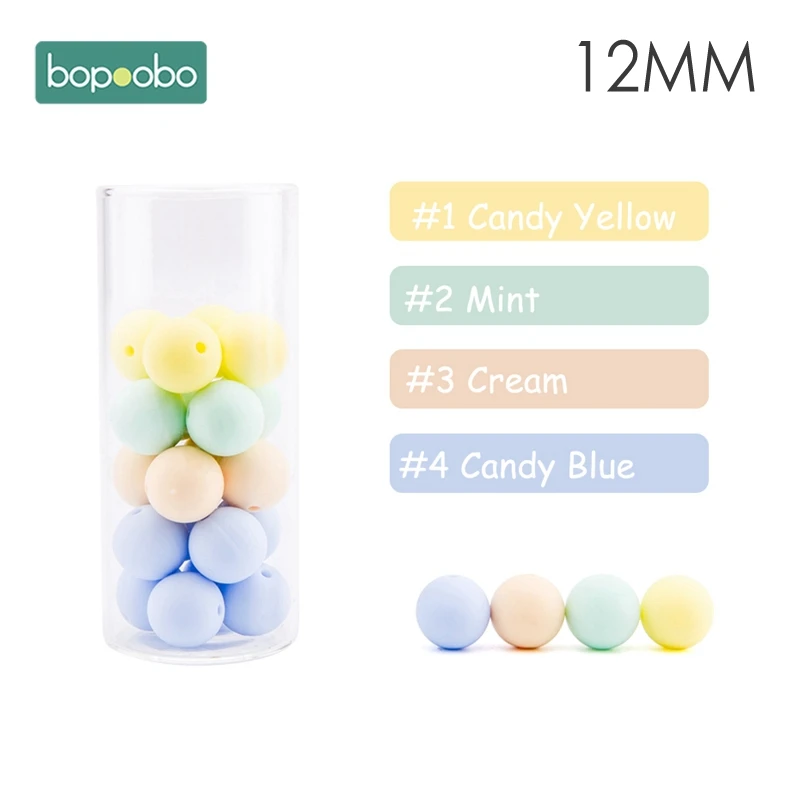 Bopoobo 12 мм, силиконовые бусины 9 мм, 30 шт., бусины для прорезывания зубов для детей, сделай сам, браслет для кормления, силиконовый маленький стержень, детский Прорезыватель - Цвет: Yellow-Blue