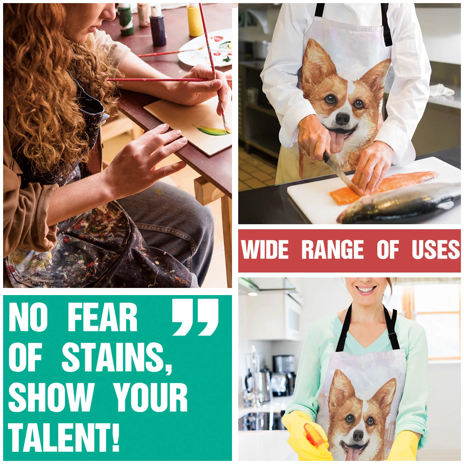 Смешной фартук Ванкувер городское здание корги Кухонные фартуки для женщин