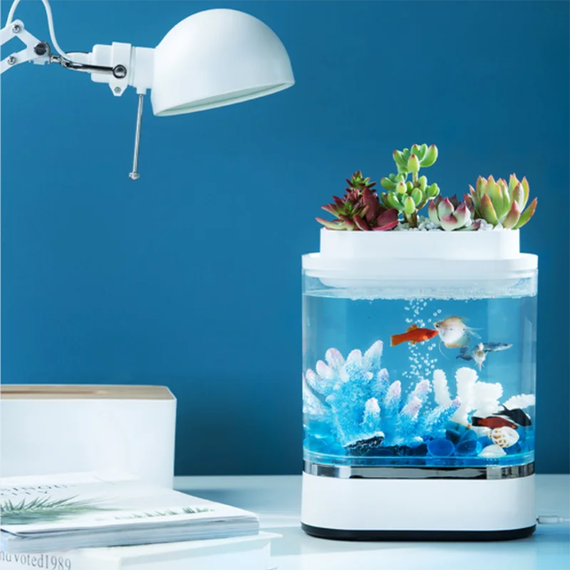 Xiaomi mijia Geometic Mini Lazy Fish Tank usb зарядка самоочищающийся аквариум с 7 цветами светодиодный светильник для домашнего офиса и аквариума