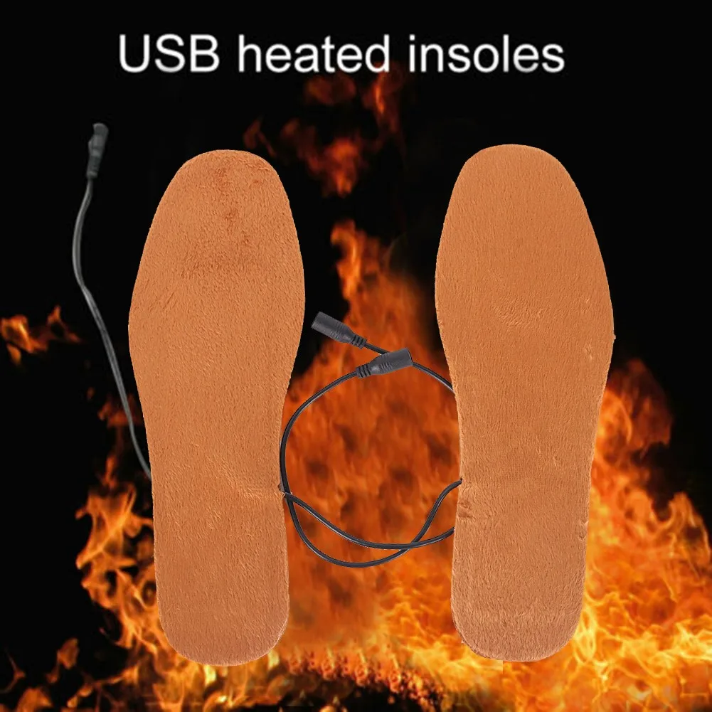 

USB Heated Shoe Insoles Electric Foot Warming Heating Pad Feet Winter Warmer Mat Wool Felt Outdoor Sports Heating Shoe Insoles
