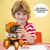 musical dancing robot kids robot toys with music led light rotatable robot multi functional electric toy puzzle toy baby gift