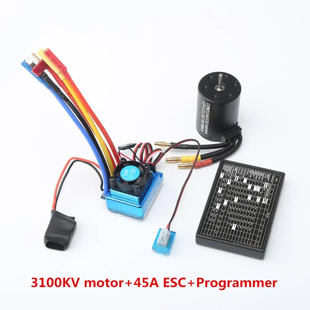 3650 3100KV бесщеточный двигатель 45A ESC с программной картой комбо для 1:8/1:10 RC